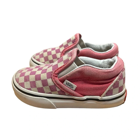 Vans Slip-On V Shoe - Checkerboard Pack- Fuchsia/White - Toddler Girls' 5.5 - Picture 7 of 11